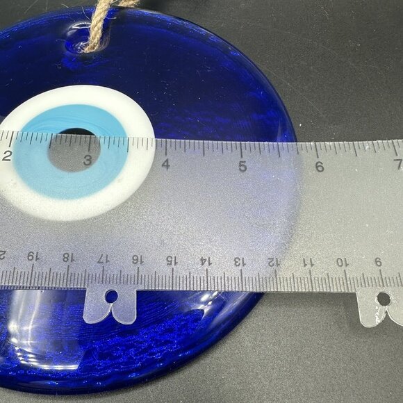 Large Blue Evil Eye Turkish Glass Wall Hanging Protection Amulet Nazar Decor 6" - Picture 7 of 9